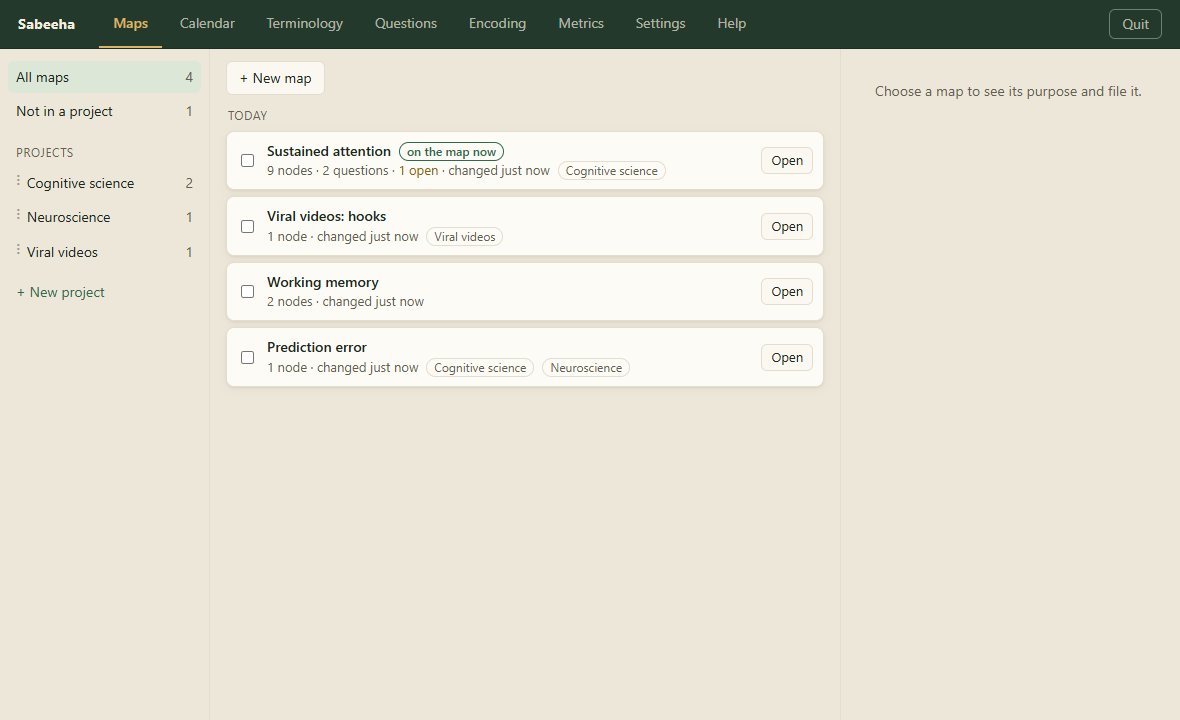 The Sabeeha window listing maps in projects